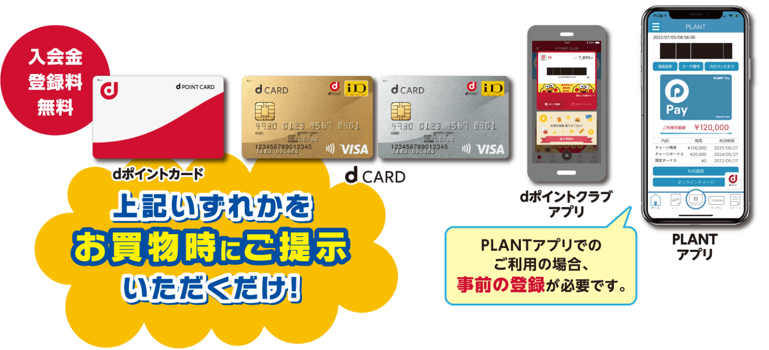 dポイントカードをご提示いただくだけ!